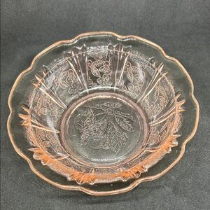 Depression Glass Cherry Vintage Pink Glass Bowl